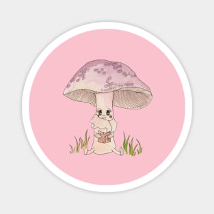 Cute Watercolor Mushroom Reading 3 Magnet